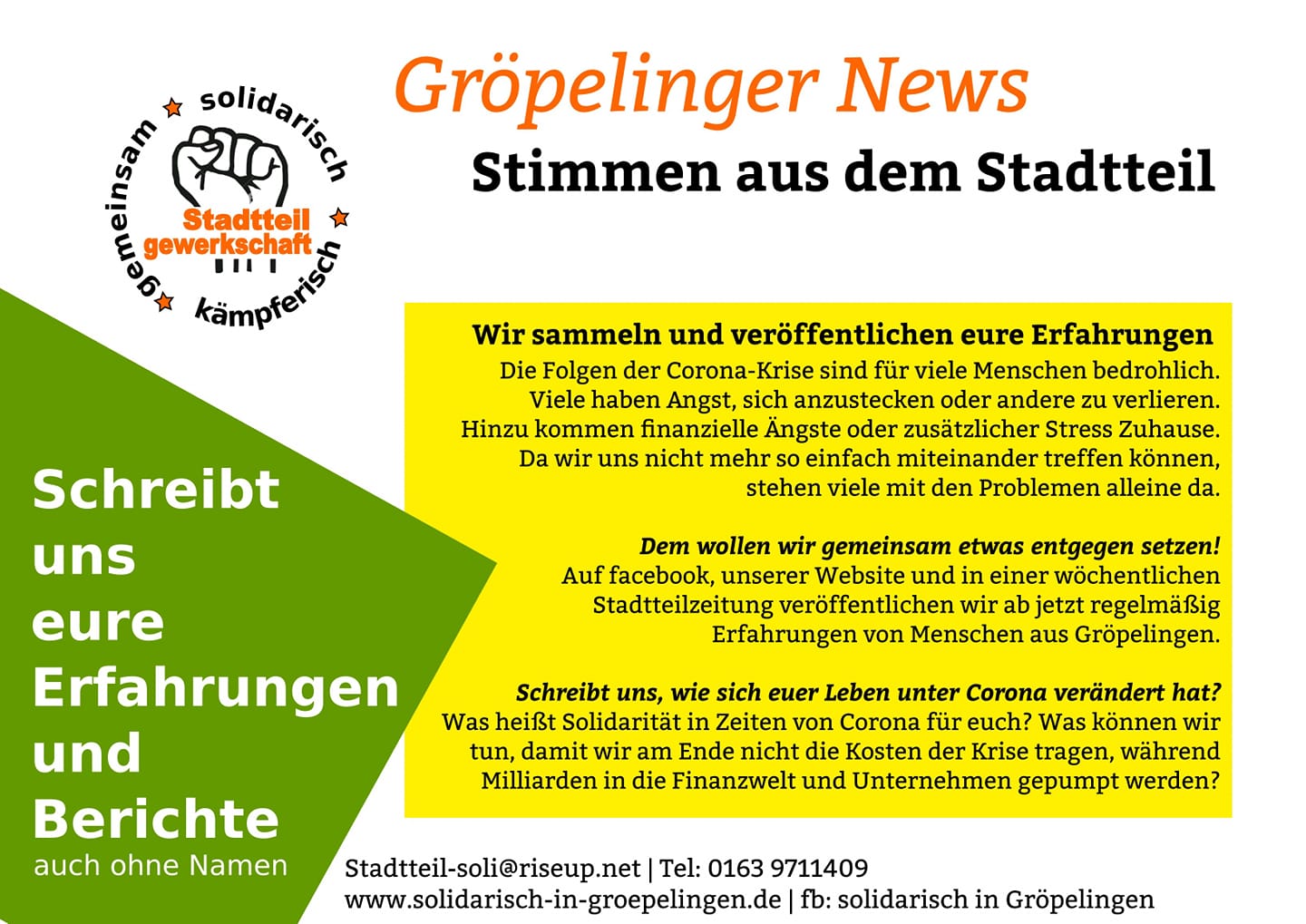 Read more about the article Gröpelinger News – Stimmen aus dem Stadtteil