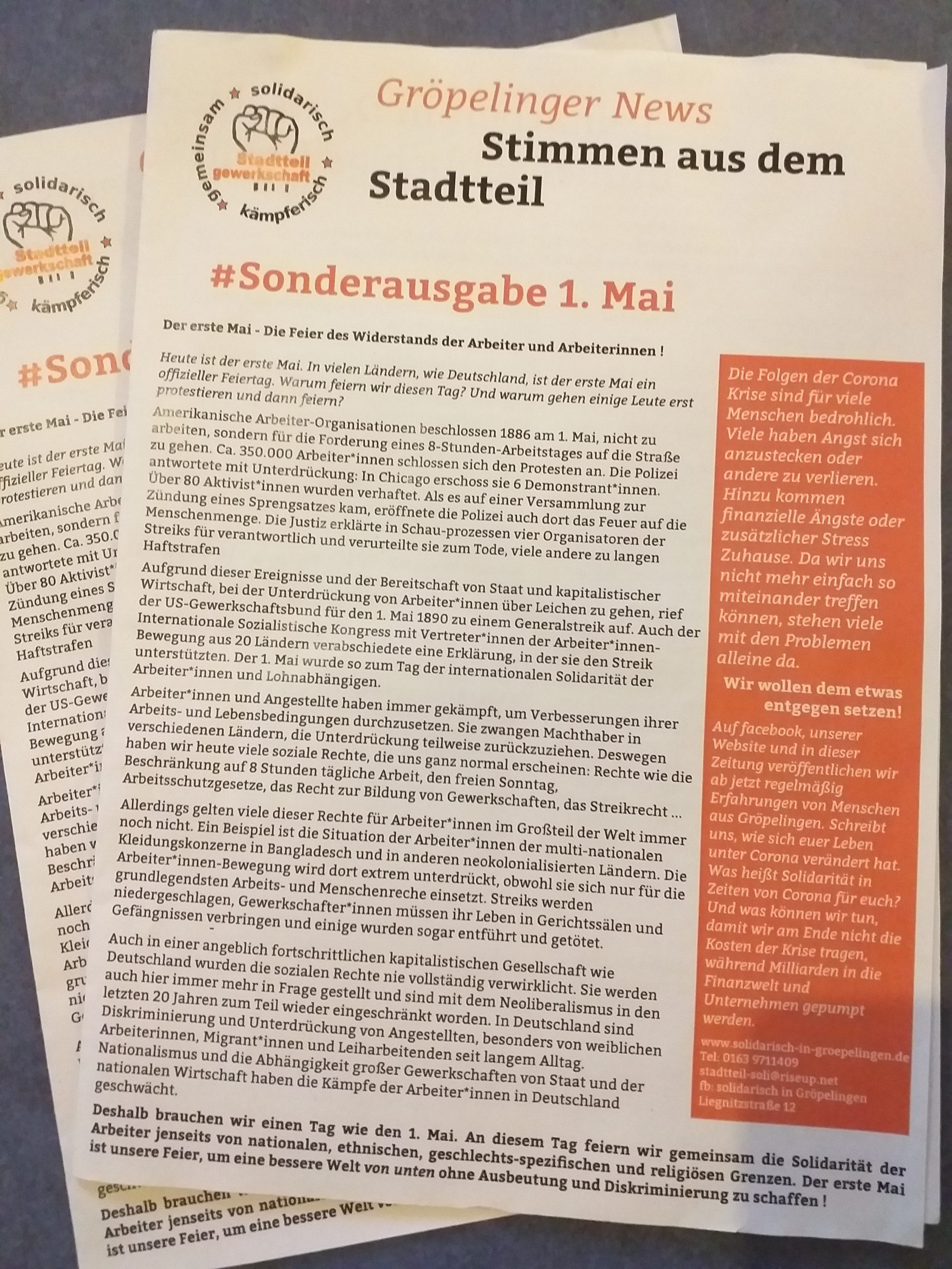 Read more about the article Stimmen aus dem Stadtteil – Sonderausgabe 1. Mai