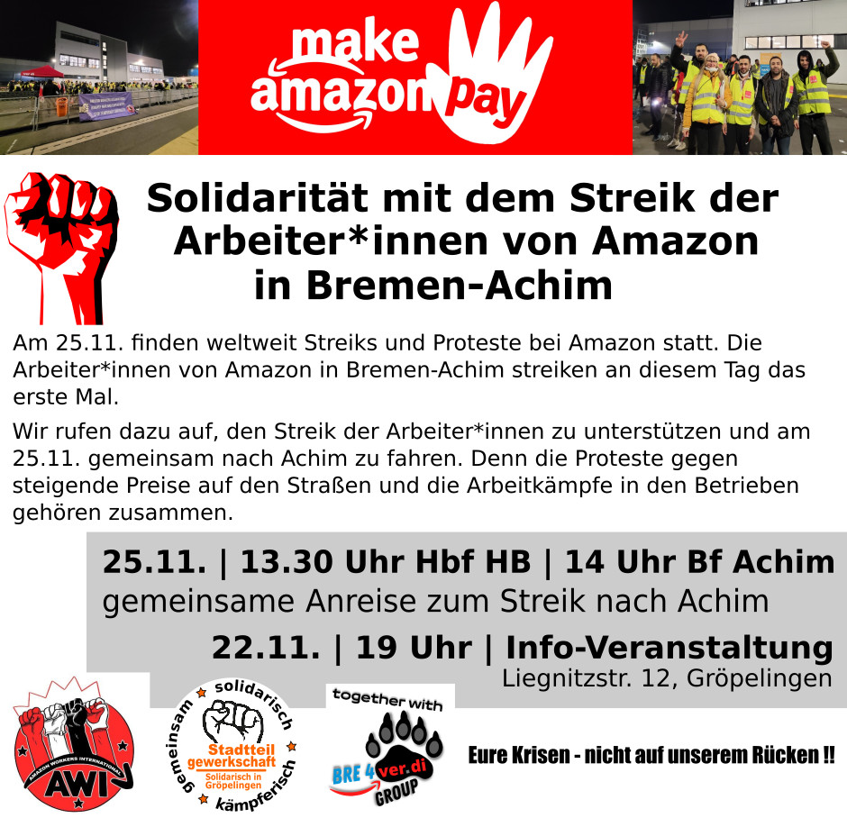 Read more about the article Solidarität mit Streik bei Amazon in Bremen Achim